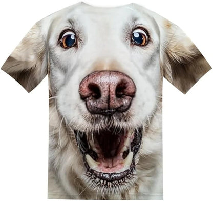 the GOOD BOY - Funny Dog Face Pattern 3D Print T-Shirt, Summer Men/Woman Casual Fashion Animal T-Shirts, Streetwear Kids Tees