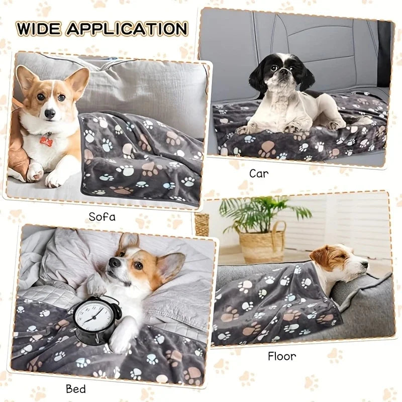 Thickened Soft Flannel Fleece Cat Dog Blanket Bed Mats Paw Foot Print Warm Pet Blanket Sleeping Beds Cover Mat For Pets Supplies