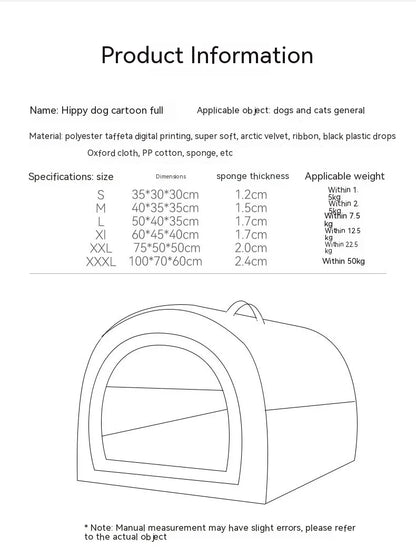 Big Dog Nest Winter Warm Dog House Removable and Washable Dog Bed Seasonal Large Dog House Type Pet Sleeping Supplies, Cat Nest
