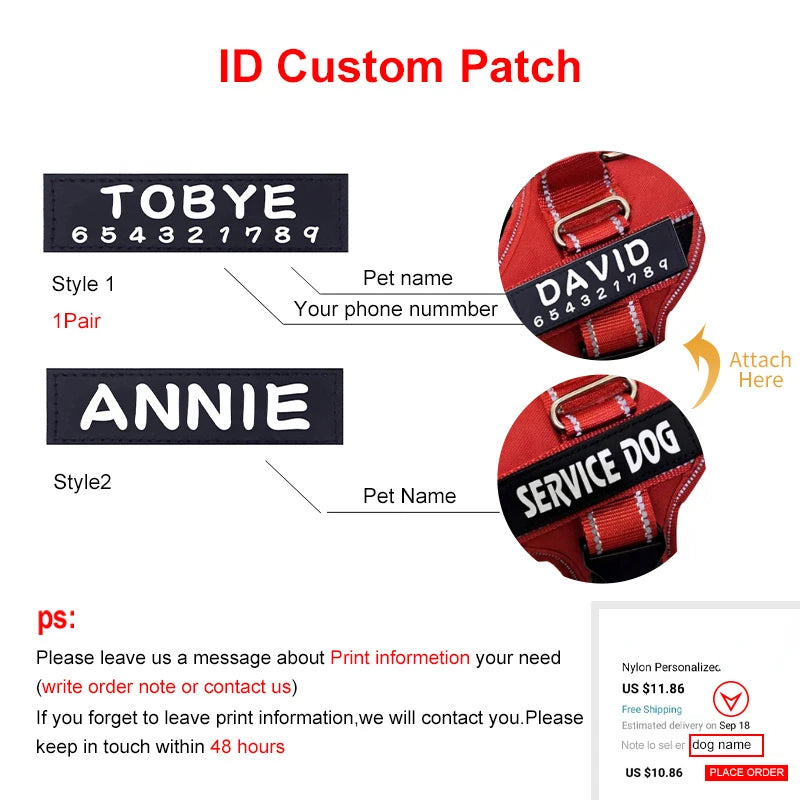 Dog Harnas No Pull Reflective Breathable Adjustable Pet Harnas Dog Vest Id Custom Name tag outdoor dog walking supplies