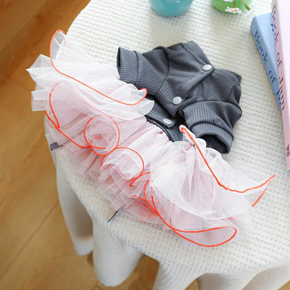 Fancy Bowtie Pet Dress For Dogs Spring Summer Puppy One Piece Apparel Girl Female Luxury  Formal Cat Wear Yorkshire Terrier Item