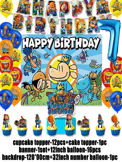 Cartoon DOGS MAN Theme Birthday Party Supplies Decoration Best Friend Balloon Banner Backdrop Cupcake Topper for Kids Child Gift