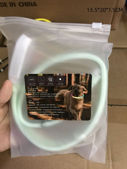 the GLOWGUARD COLLAR - USB Rechargeable Glowing Collar for Large and Small Dogs, LED Glowing Dog Collar - 9 Flashing Modes - Adjustable Soft Silicone Collar