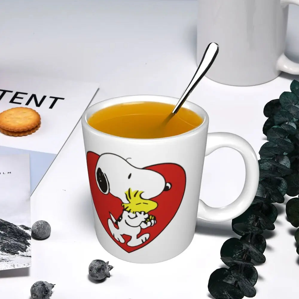 Manga Snoopy Woodstock Cartoon Dog Coffee Mug DIY Customized Ceramic Tea Milk Mug