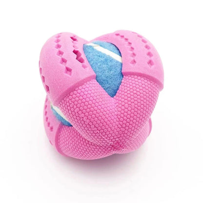 Pet dog toy rubber foam four hollowed out leaky food ball tennis ball interactive companionship for small and medium-sized dogs
