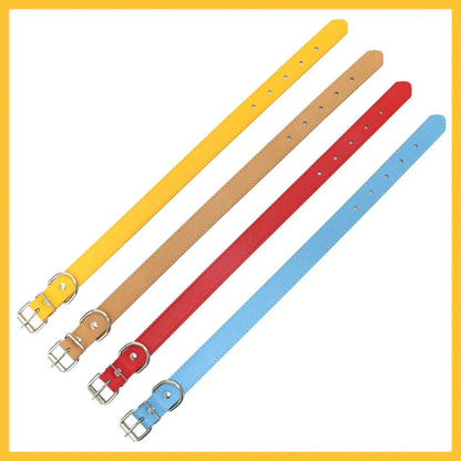 the SIMPY PAWS ADJUSTABLE LEATHER COLLAR - Solid Color Leather Dog Collar, Adjustable Cat Necklace, Puppy Neck Strap Suitable for Medium and Small Dogs, Pet Supplies XS-XL