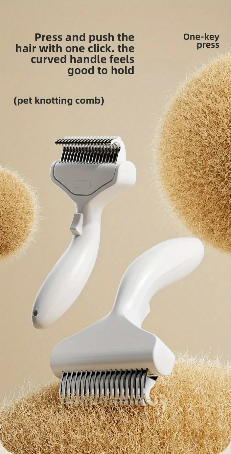 1PC Floating Stainless Steel Dog Hair Removal Brush for Long Hair Breeds Puppy Cat Comb Pet Grooming Products Curved Design