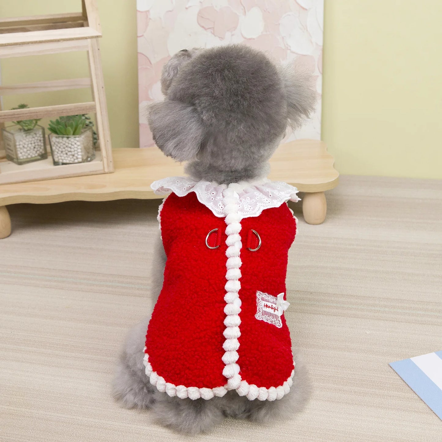 Dog Waistcoat Winter Warm Puppy Clothes for Small and Medium Doggy Pomeranian Chihuahua Vest With Button With D-Ring