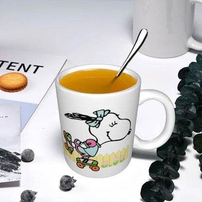 Manga Snoopy Woodstock Cartoon Dog Coffee Mug DIY Customized Ceramic Tea Milk Mug