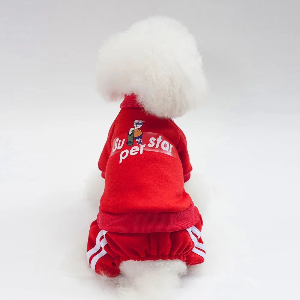 Pet Clothes for Dogs and Cats 4-Leg Hoodie Coat Pet Vest Puppy Clothes Print Design Apparel 5 Sizes Dog Clothes Dog Accessories