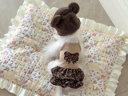 Pet Flower Plush Coat Dog Flower Cake Skirt Cute Dog Plush Hat Dog Clothes Winter Bear Flower Plush Thick Vest Coat Bottom Skirt
