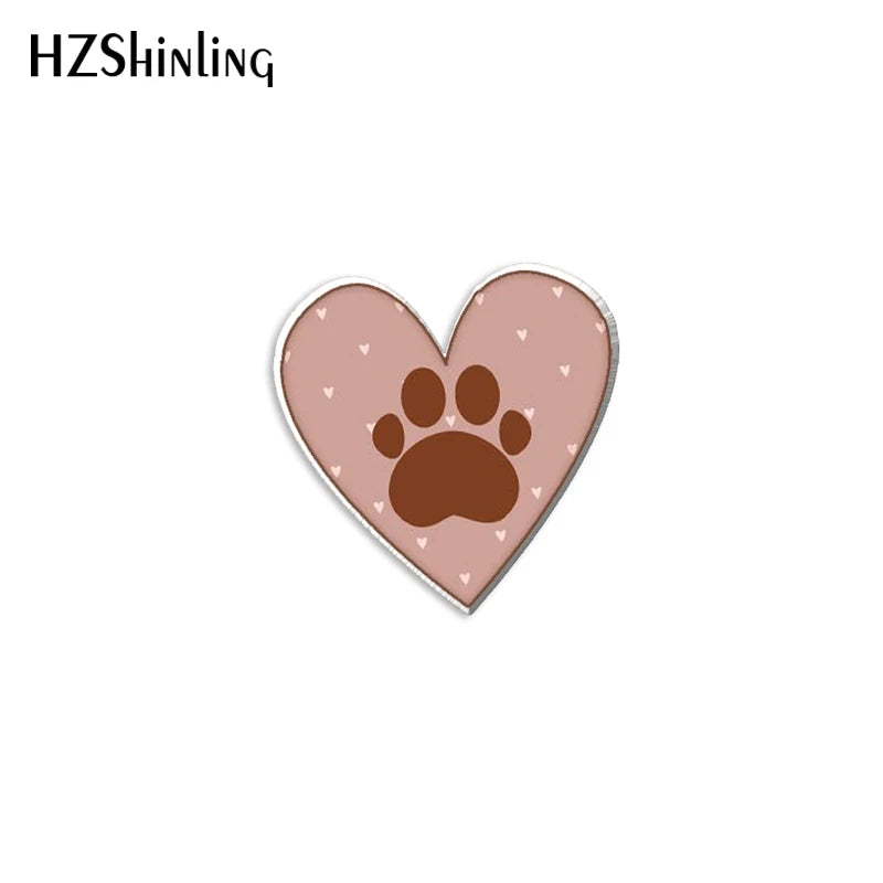 2023 New Dog Lover Acrylic Lapel Pin Heart Paw Epoxy Butterfly Clasp Pin Handmade Butterfly Brooch