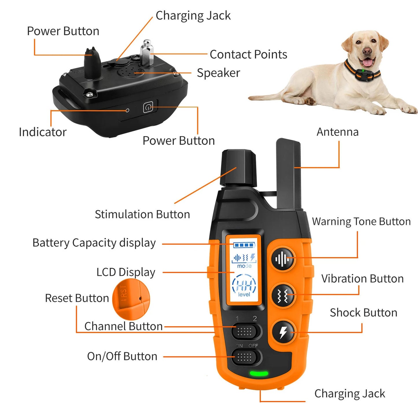 the ELECTRIC COLLAR - 3300Ft Electric Dog Training Collar Remote Control Waterproof Pet BehaviorFor 5-120lbs Puppy With Shock Vibration