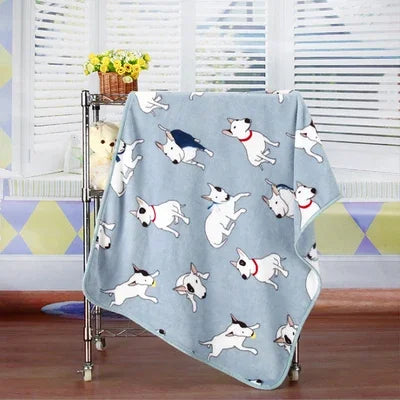 100x75cm Warm Pet Beds Cover Mat Thickened Coral Fleece Dog Blanket Soft BullDog Printed Quilt  Pet Sleeping Blanket Pet Mat