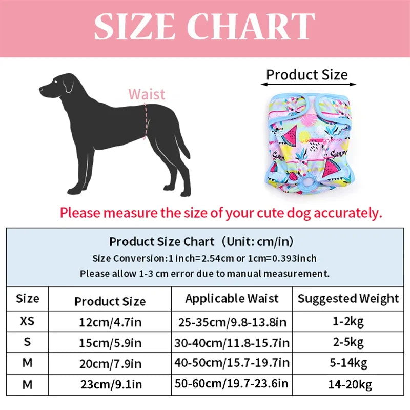 3pcs Set Washable Female Dog Physiological Pants Cute Cartoon Print Dog Diaper Underwear Dog Sanitary Panties Random Colors