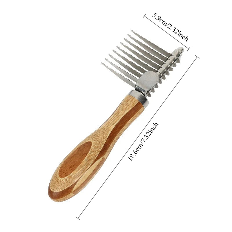 Dog Comb Knife Dog Brush Bamboo Double-sided Cat Comb Stainless Steel Pet Hair Remover Solid Wood Hair Knot Cleaning Dogs Brush