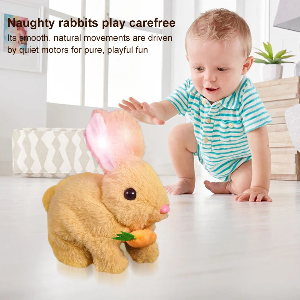 New Simulation Electric Rabbit Pet Toys Cute Electric Rabbit Interactive Toys Gift for Toddlers Birthday Plush Carrot Bunny Toys