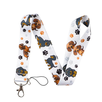 Cute Cartoon Pet Dogs Lanyard Neck Strap Keychain Card Cover Badge Holder Mobile Phone Hang Rope Keyring Anime Accessories Gifts