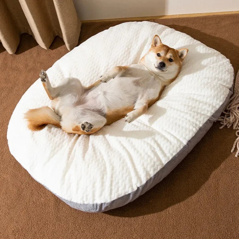 SRETNO Oval Shape Dog Beds Thicken Soft Cushion Removable Washable Dog Mat Winter Kennel Floor Cat Bed Pet Sleeping Mats chien