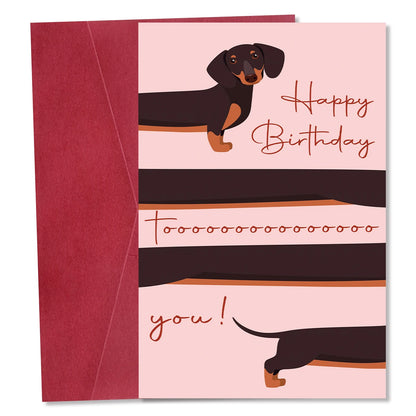 1pc Whimsical Dachshund Dog Happy Birthday Greeting Card With Envelope,For Dog Lovers,Friend,Blank Inside,Party Decor,Gift Card