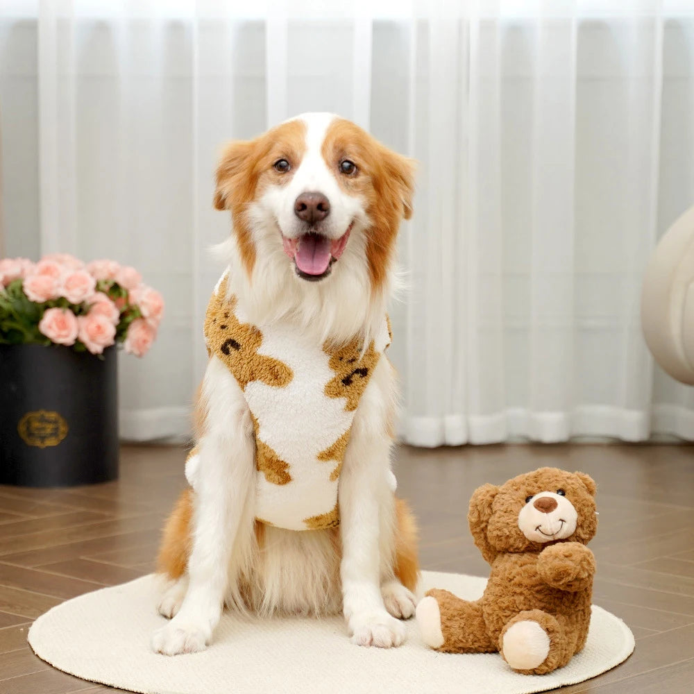 Winter Big Dog Pajamas Cute Bear Pattern Dog Sweater for Large Dogs 3XL-9XL Plush Jacket for Labrador Fleece Warm Pet Pullover