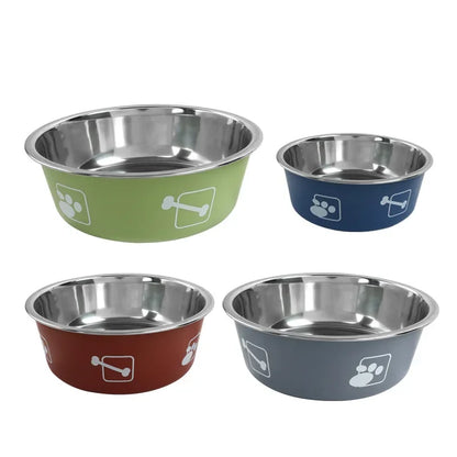 Stainless Steel Pet Bowl Double Layer Thickened Durable Anti-slip Dog Bowl Anti-knock Over Dog Food Bowl Pet Feeder Water Basin