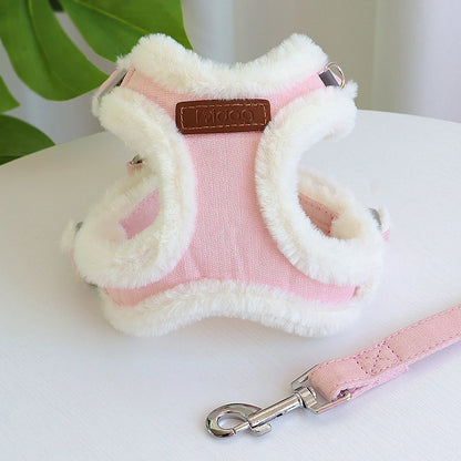 the FURHAVEN WINTER HARNESS SET - Winter Warm Dog Harness/Leash Set, Soft Fur Padded Dogs Vest Harness with Lead Leash, Adjustable for Small/Medium/Large Dogs/Cats