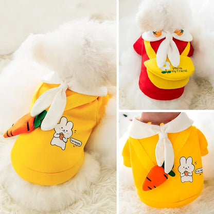 Autumn Winter Pet Dog Warm Clothes Fleece Dog Hoodies Coat with Messenger Bag Chihuahua French Bulldog Pullover Dog Girl Costume