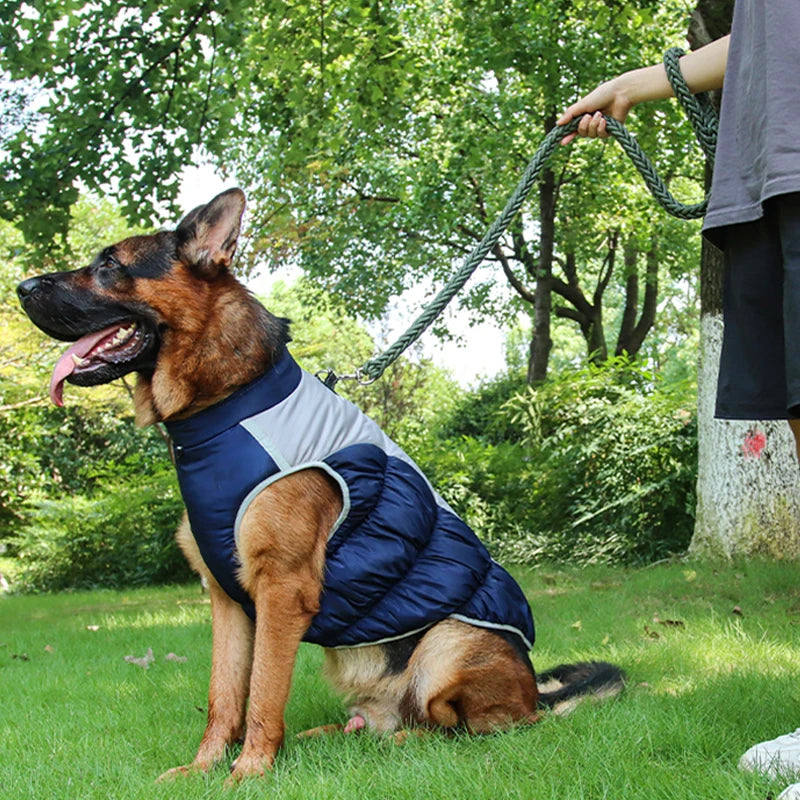 Big Dog Jacket with Harness Waterproof Pet Clothes for Medium Large Dogs Coat Reflective Labrador Pug Costume Pets Supplies