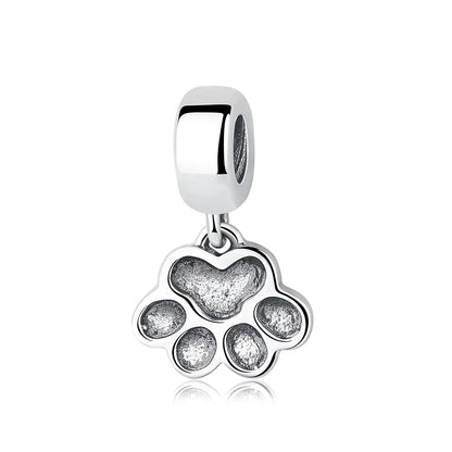 Original 925 Sterling Silver Charms Love Pets Dog Cat Paw Print Pendant Beads Fit Brand Bracelets Necklaces Women DIY Jewelry