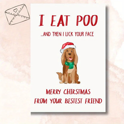 1pc, Christmas Card, Funny Christmas dog Card, Creative pattern card, the best gift for best friends and family