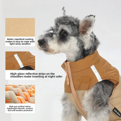Autumn And Winter Waterproof Reflective Small Medium Large Dog Cotton Clothes Can Be Pulled Dog Clothes Pet Clothing