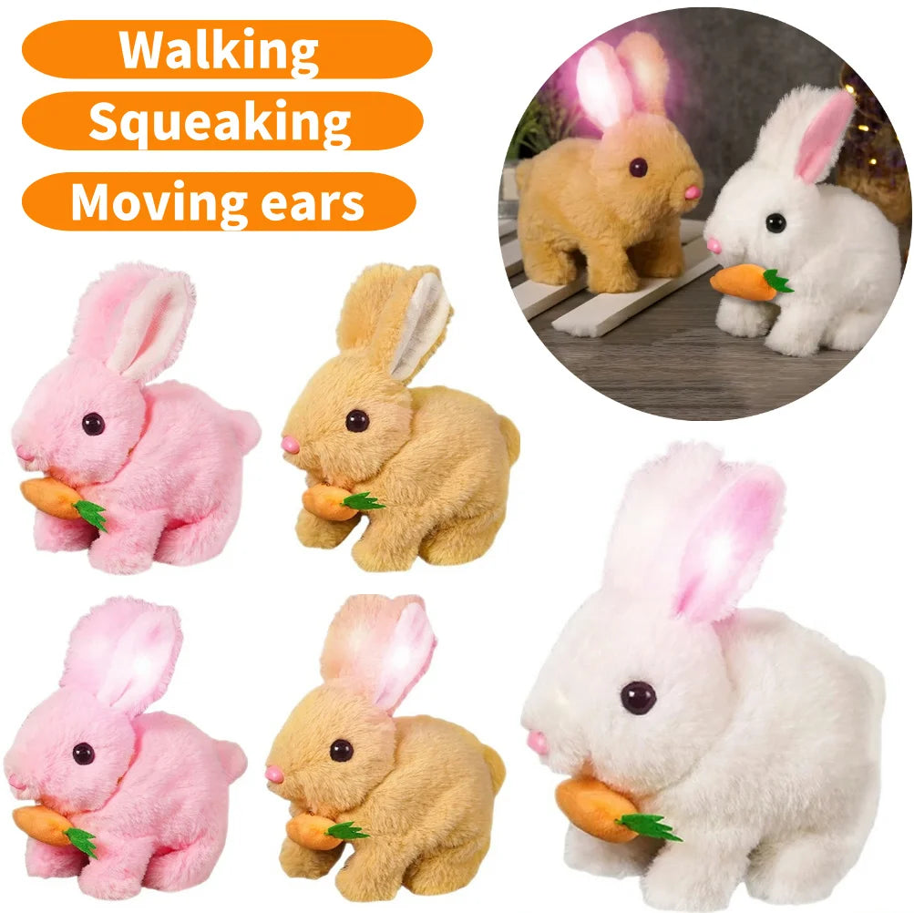 New Simulation Electric Rabbit Pet Toys Cute Electric Rabbit Interactive Toys Gift for Toddlers Birthday Plush Carrot Bunny Toys