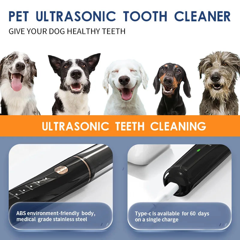 Ultrasonic Portable Electric Dog Toothbrush Professional Plaque Calculus Removal Teeth Whitening for Pet Dental Care