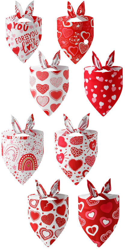 Sucado Valentine's Day Dog Bandana Triangle Bib Scarf with Heart and Love Patterns Pet Neckerchief Accessories for Puppy Cat