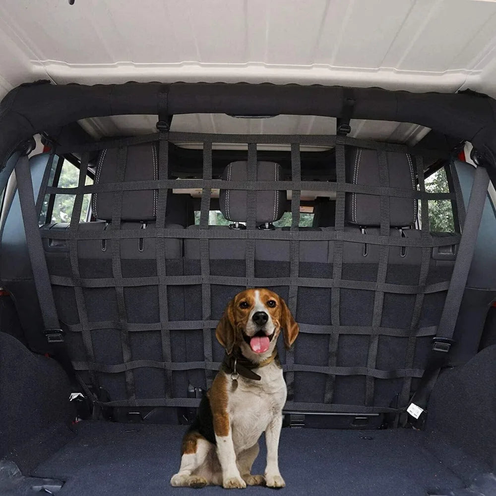 Pet Isolation Net Safety Mesh Dog Barrier for Wrangler JK JL 4 Door 2007-2023 Secure Behind Rear Seat