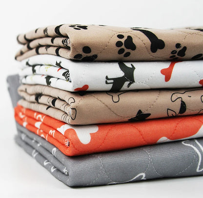 Waterproof Dog Pet Diaper Mat Reusable 3 Layer Absorbent Dog Bed Cat Diaper Pad Bone Paw Print Seat Cover Mat for Sofa Bed Floor