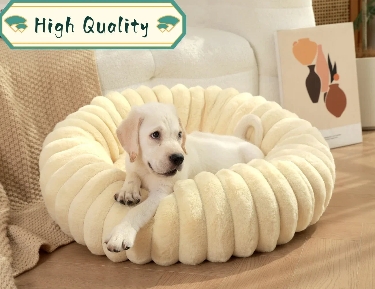 Home Plush Pet Nest Winter Cat Dog Bed Warm Detachable and Washable Round Cat Nest Pet Bed Seasonal Universal Decoration