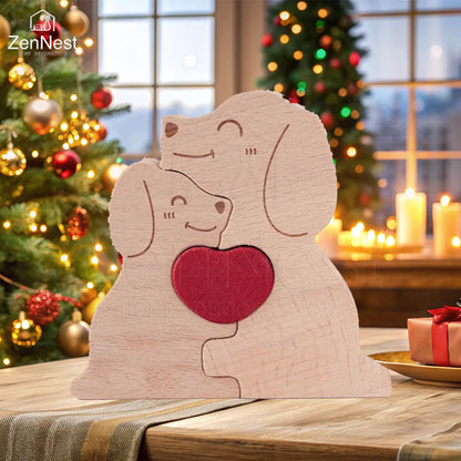 Art Wooden Dog Puzzle Personalized Name Custom Free Laser Engraving Home Gifts Home Decor Thanksgiving Christmas Gifts for Mom