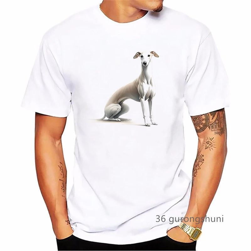 the GREYHOUND - Greyhound Animal Printed T-Shirt, Men Summer Fashion T-Shirt, Homme Kawaii Dog Lover T-Shirt, Harajuku Shirt Streetwear