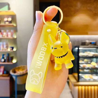 Transparent Colorful Dog Keychains Men Car Key Ring Fashion French Bulldog Keychain for Women Bag Pendant Christmas Gift