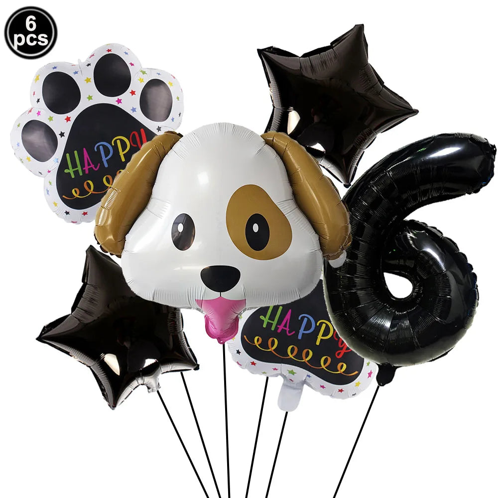 Dog Theme Party Digital Balloon Dog Head Dog Paw and Pink Dog Bone Shaped Foil Balloon Baby Shower Kids Birthday Pets Decoration