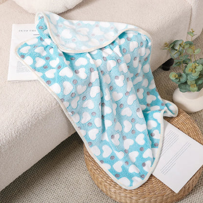 Dog Cat Cute Pattern Fleece Sleeping Blanket Winter Fall Dog Coral Soft Fluffy Bed Sheet Mat Pet Warm Comfortable Blanket Cover