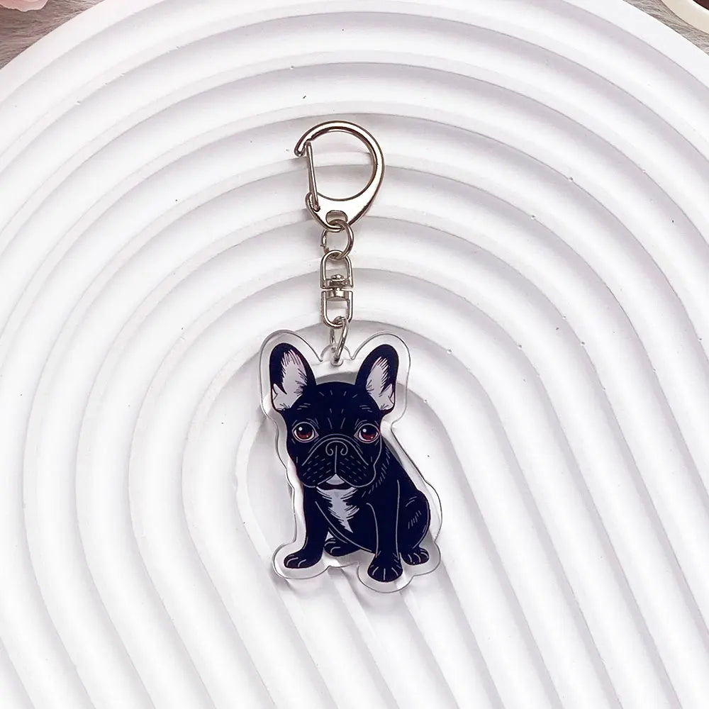 French Bulldog Acrylic Keychain - Cute Puppy Charm, Pet Lover Gift, Kawaii Dog Keyring for Backpack Car/Bag/Pendant Accessories