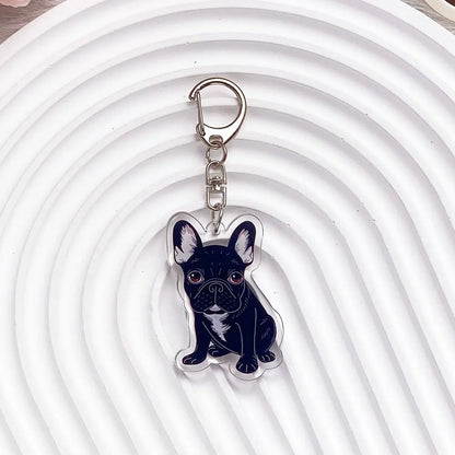 French Bulldog Acrylic Keychain - Cute Puppy Charm, Pet Lover Gift, Kawaii Dog Keyring for Backpack Car/Bag/Pendant Accessories
