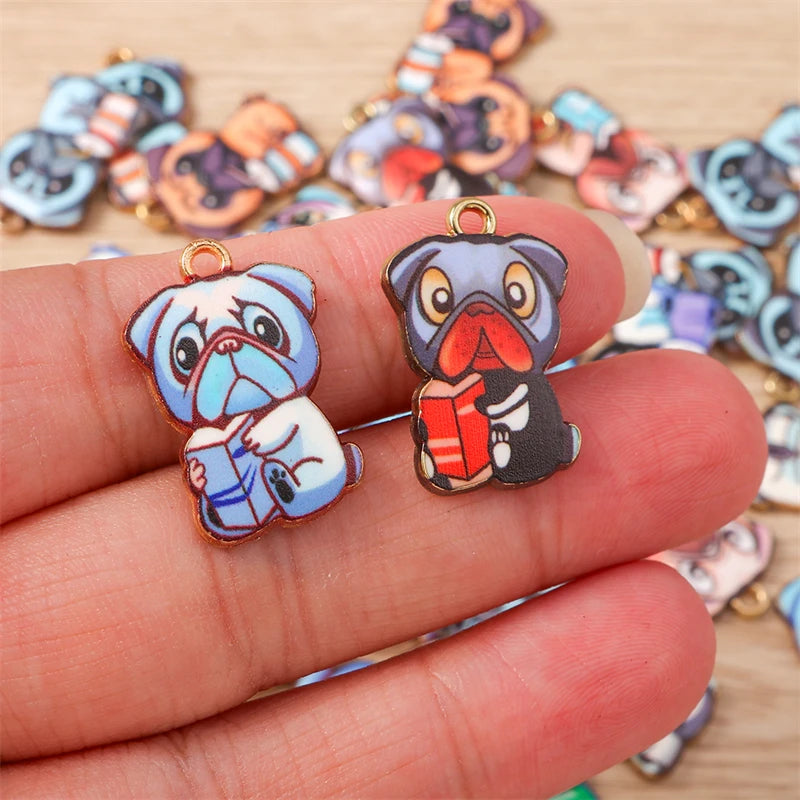 10pcs 15x22mm Cartoon Animal Charms Enamel Dog Charms for Jewelry Making Earrings Pendants Necklaces Bracelets DIY Crafts Supply