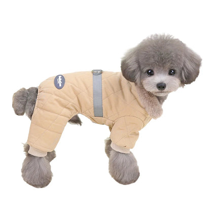 the FUR-TRIM EXPLORER JUMPSUIT - Fur Collar Dog Overalls with D Ring, Winter Dog Clothes for Small Dogs/Puppy, Jumpsuit Chihuahua Jacket, Poodle Costumes, Pet Coats