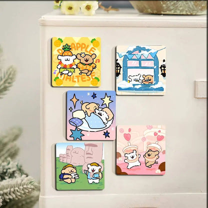 Cute Line Puppies Maltese &Golden Pattern Refrigerator Magnets Personalized Photo Refrigerator Magnets Photo