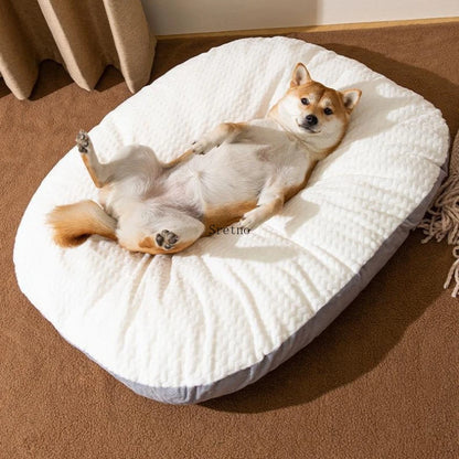 SRETNO Oval Shape Dog Beds Thicken Soft Cushion Removable Washable Dog Mat Winter Kennel Floor Cat Bed Pet Sleeping Mats chien