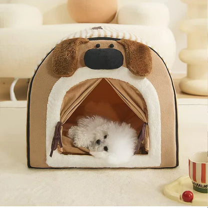 the BROWN DOGGY - Fully Removable Washable Cat/Dog Nest, Mat Winter House Pet Bed Cave, Small Animals Warm Sleep Mat, Semi-Enclosed Security Carton
